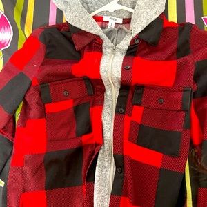 plaid zipped hoodie